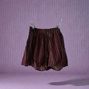 PrettyLittleThing Brown Striped High Waist Shorts